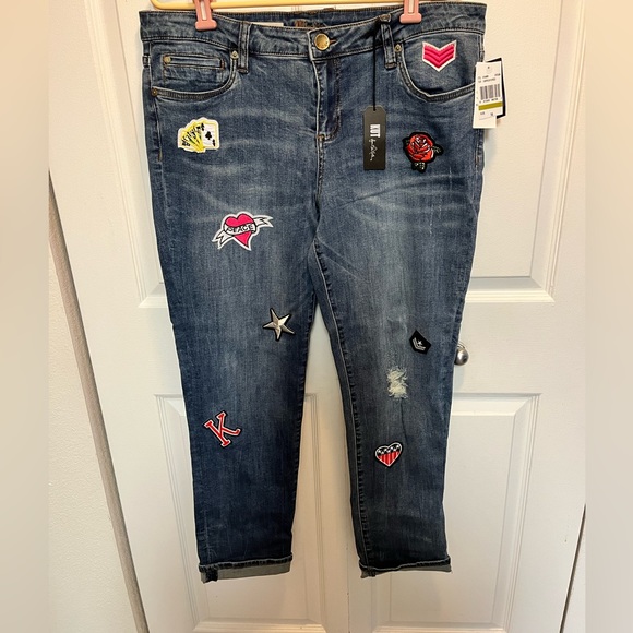 Kut from the Kloth Denim - KUT FROM THE KLOTH NWT AUTHENTIC “CATHERINE BOYFRIEND” WITH PATCHES FRAYED JEAN